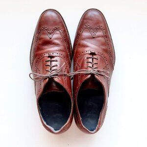 Cole Haan Men's Brown Leather Classic Wingtip Oxford Lace Up Shoes Size 9